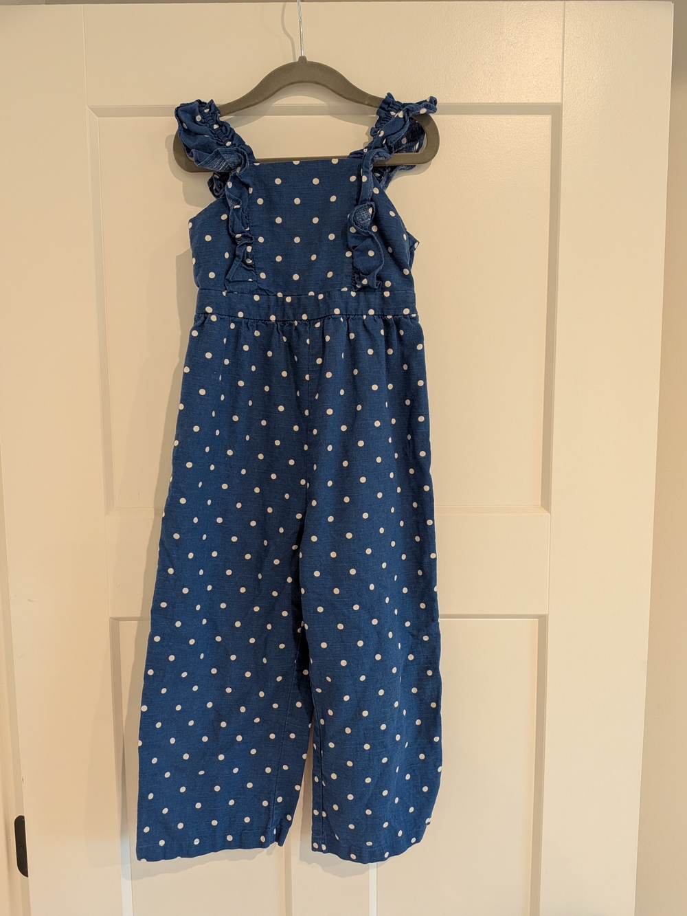 GAP Navy Blue Polka Dot Ruffle-Strap Jumpsuit